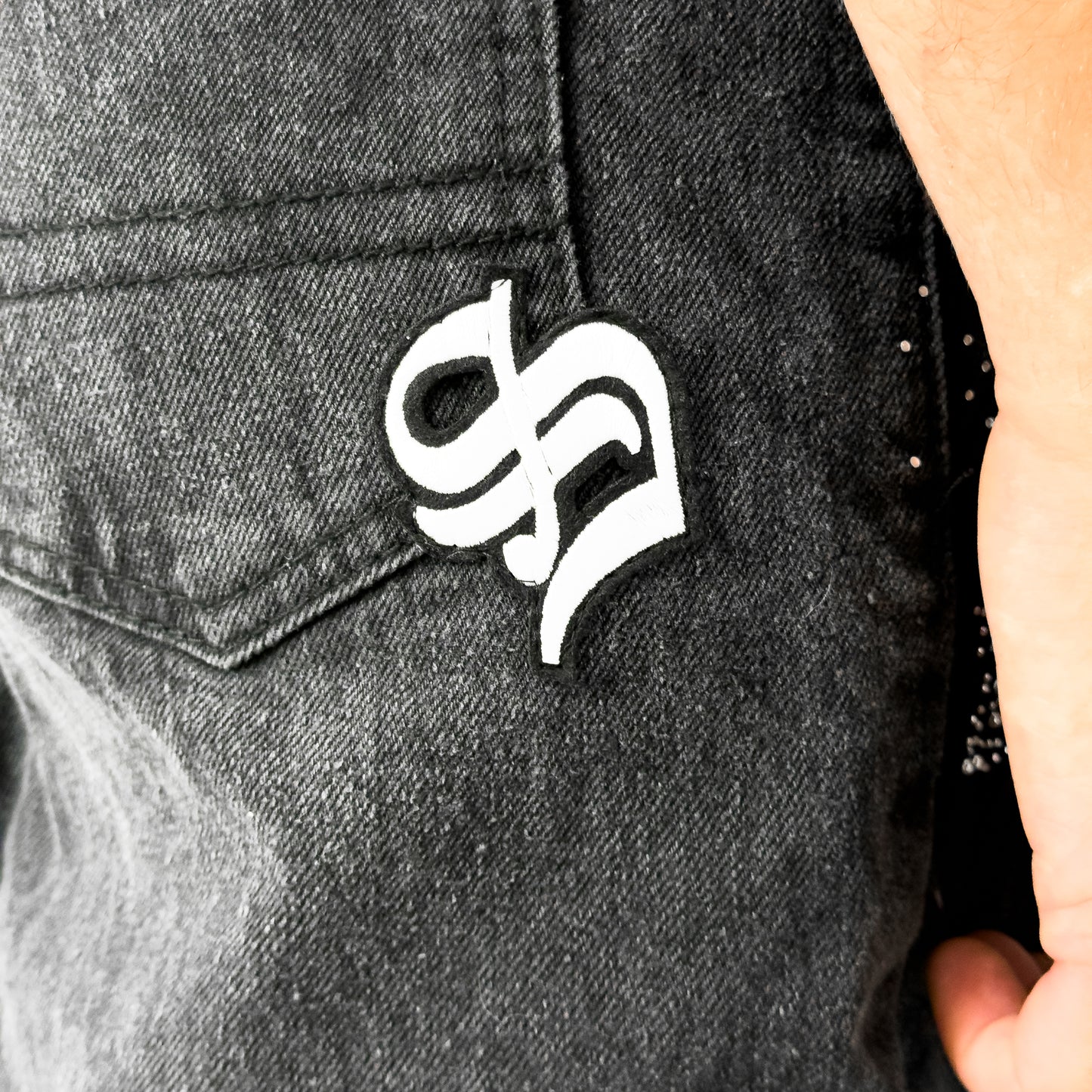 Shiny Denim Jorts Grey Black