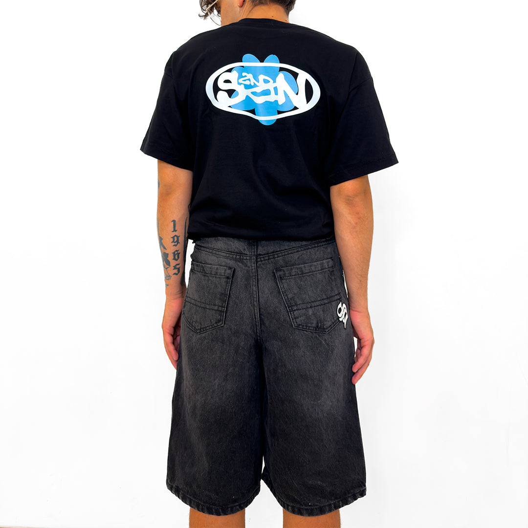 Shiny Denim Jorts Grey Black