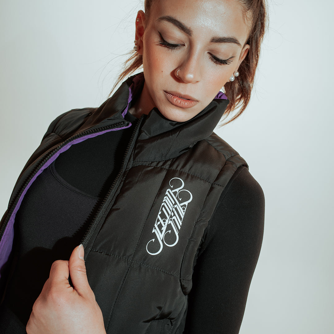 PURPLE PLANET CROPPED PUFFER VEST