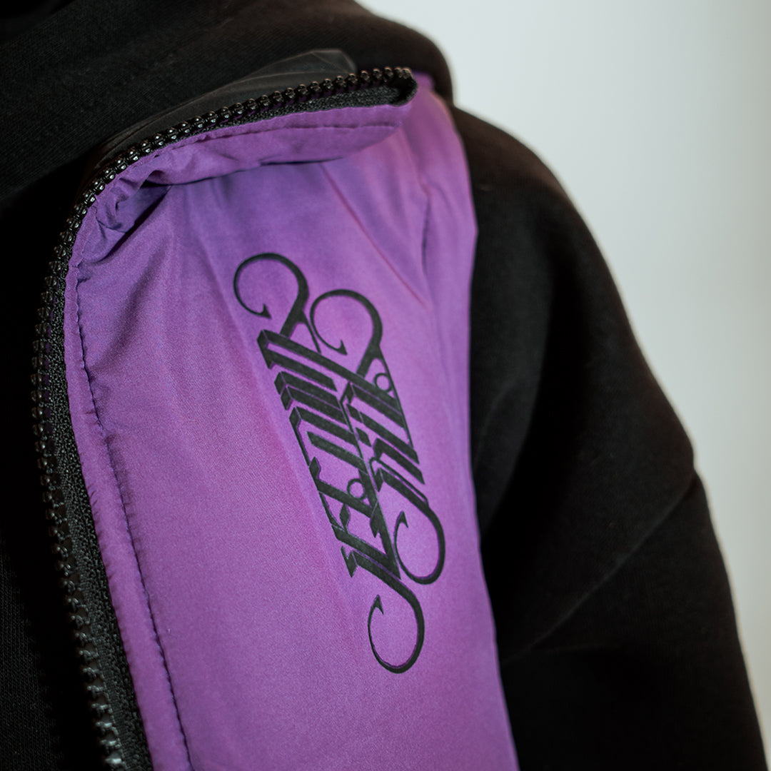 PURPLE PLANET CROPPED PUFFER VEST