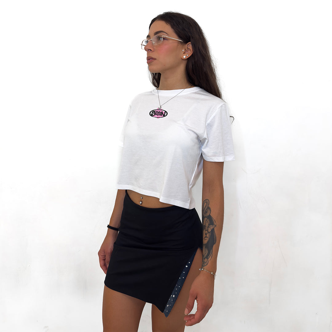 Cement Flower Tee White & Pink