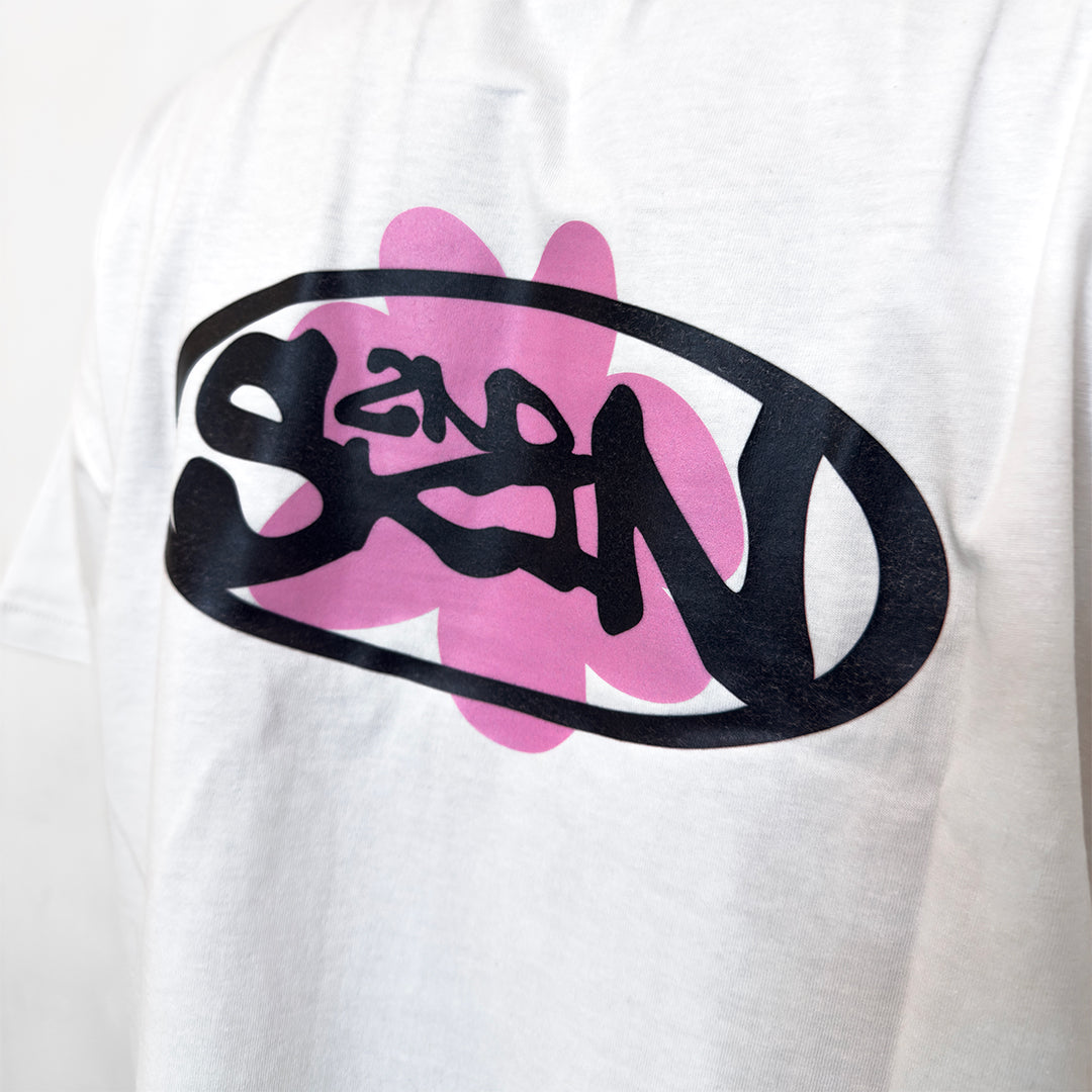 Cement Flower Tee White & Pink