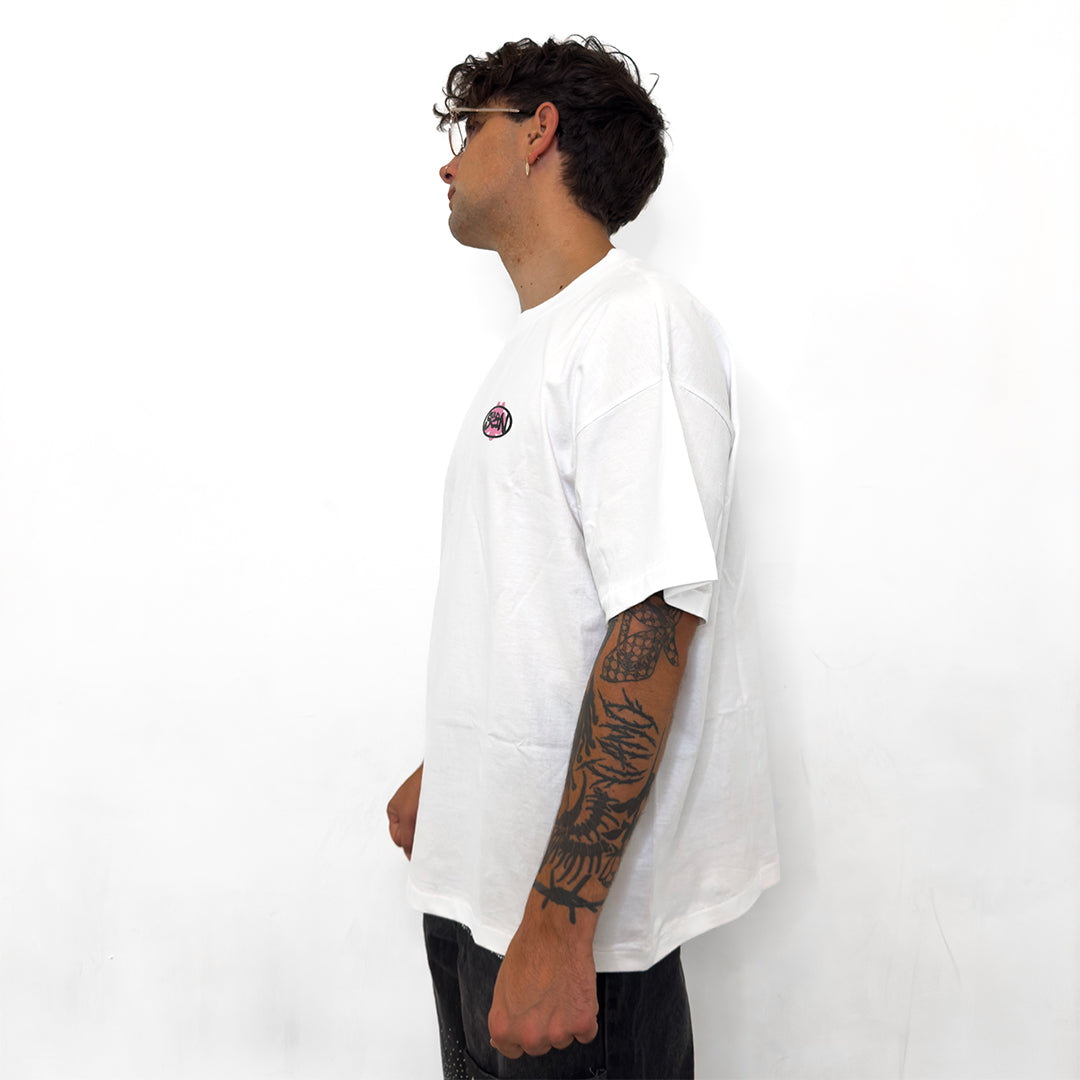 Cement Flower Tee White & Pink