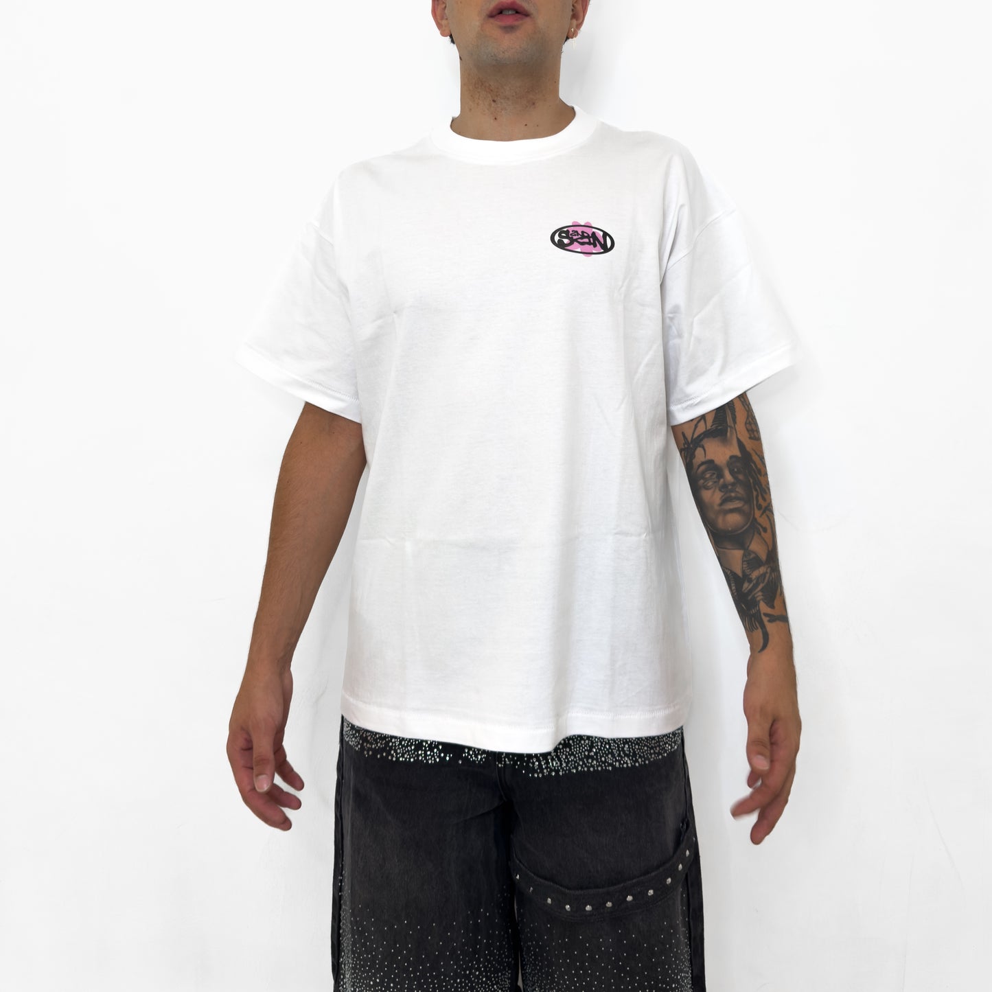 Cement Flower Tee White & Pink